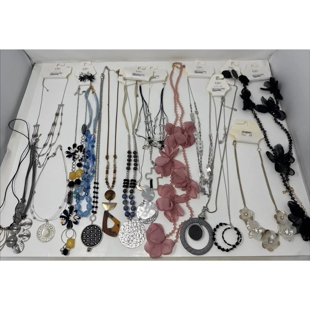 Lot Of 17 Jewelry Necklaces CATO Statement Spring Summer Costume Long Flower